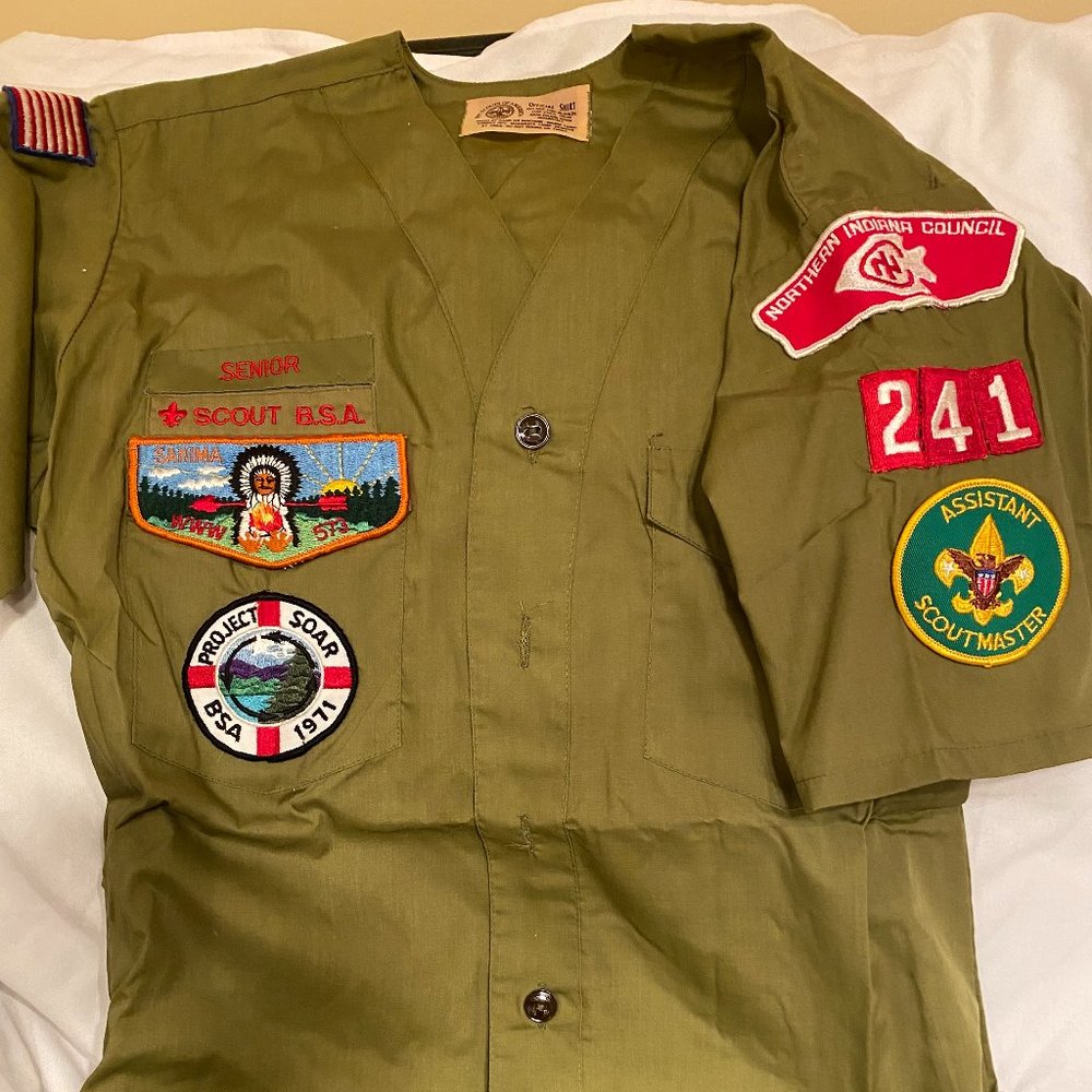Vintage Boys Scouts Issued Short Sleeve Shirt with patches